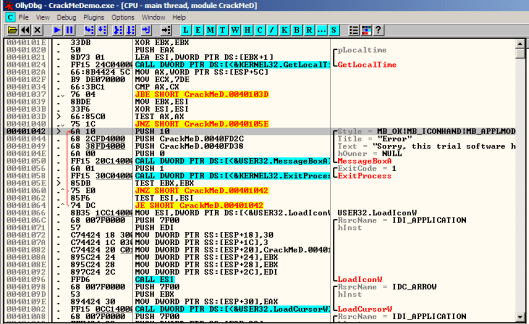 Figure 19: The Start of MessageBoxA call in debuggee