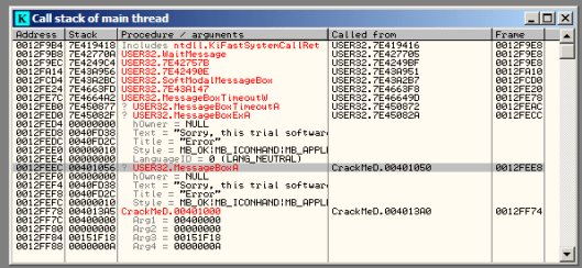 Figure 8: The Call Stack Window